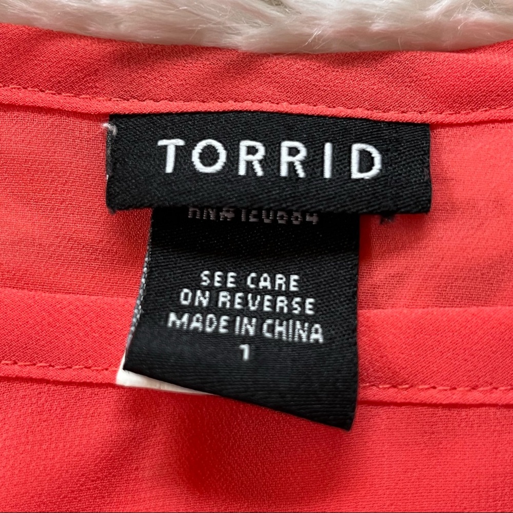 TORRID SIZE 1X CORAL DIAMOND PRINT CHIFFON TANK TOP Cami Top - Picture 7 of 11